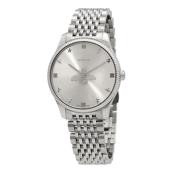 Gucci G-Timeless YA1264153 Silver Bee Motif 36mm Unisex Watch NEW With Box main image 12